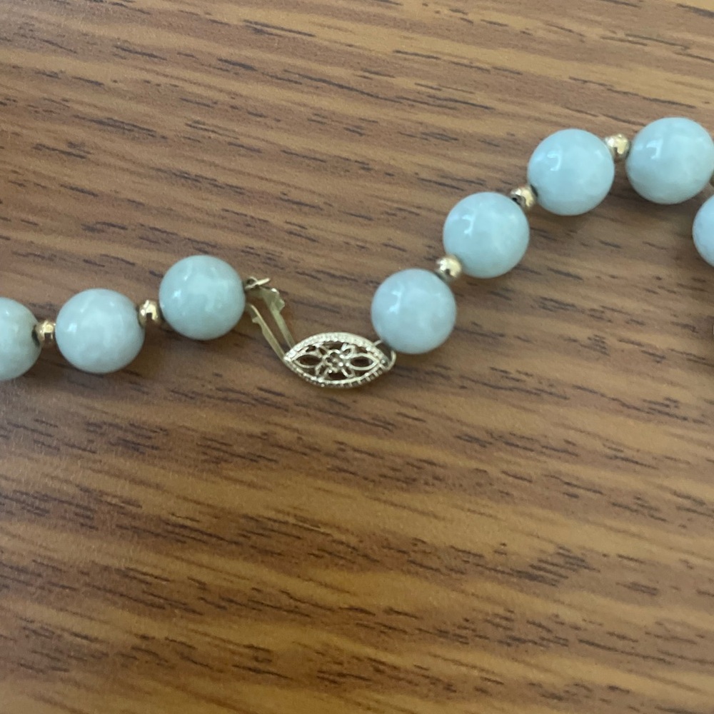 Mid century jade and gold necklace.